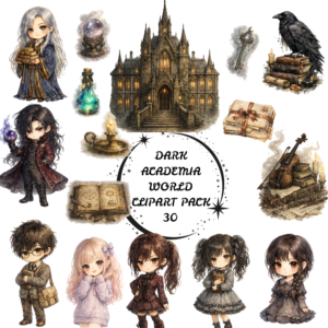 Dark Academia World Clipart Pack 30 High-Quality PNGs