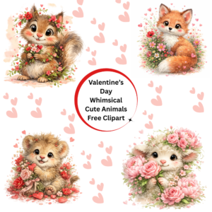 Valentine’s Day Whimsical Cute Animals Free Clipart