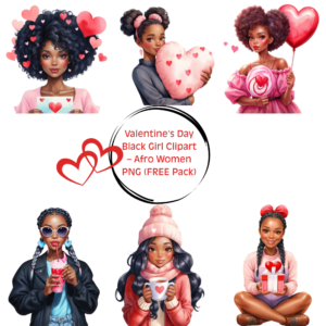 Valentine’s Day Black Girl Clipart – Afro Women