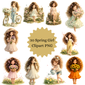 Spring Girl Clipart High-Quality Bundle 30 Pack