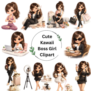 Cute Kawaii Boss Girl Clipart