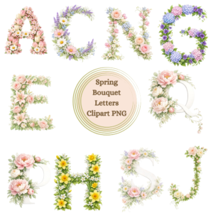 Spring Bouquet Letters Clipart