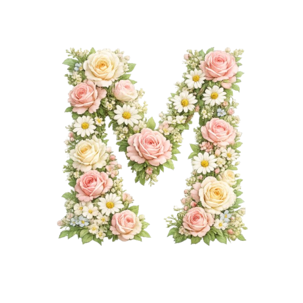 Spring Bouquet Letters Clipart PNG High-Quality - Image 3