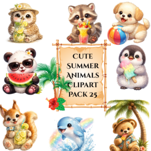 Cute Summer Animals Clipart Pack 25