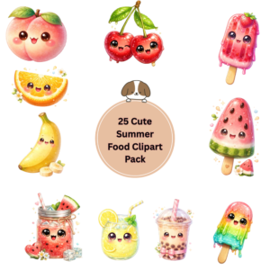 25 Cute Summer Food Clipart Pack